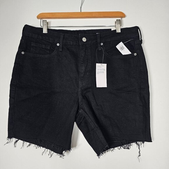 Old Navy High-Rise O.G. Straight 7 "In Denim Shorts Cut Off Black Womens 14 NWT - Picture 1 of 10